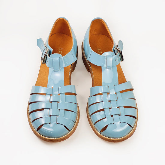 Handmade Leather Fisherman Sandals - Light blue