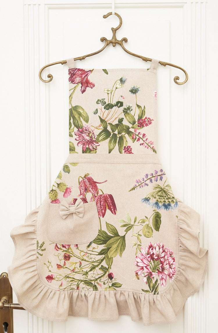 Ladies' Apron with Ruffles and Pocket - Botanico