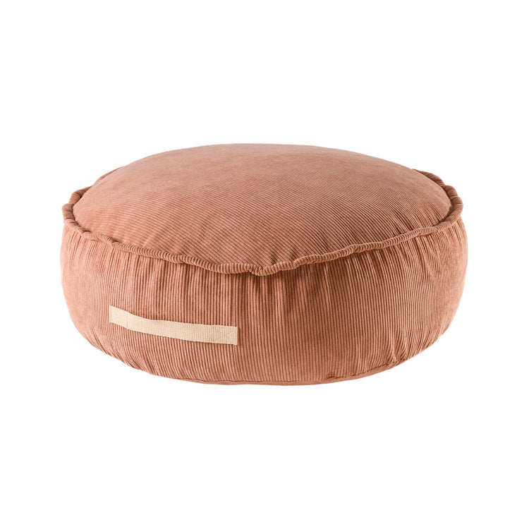 MeowBaby® Corduroy Pouf Round – Designer Seating for Children - Brick