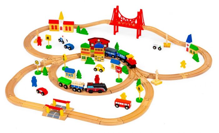 Wooden Train Set, 90 Pieces