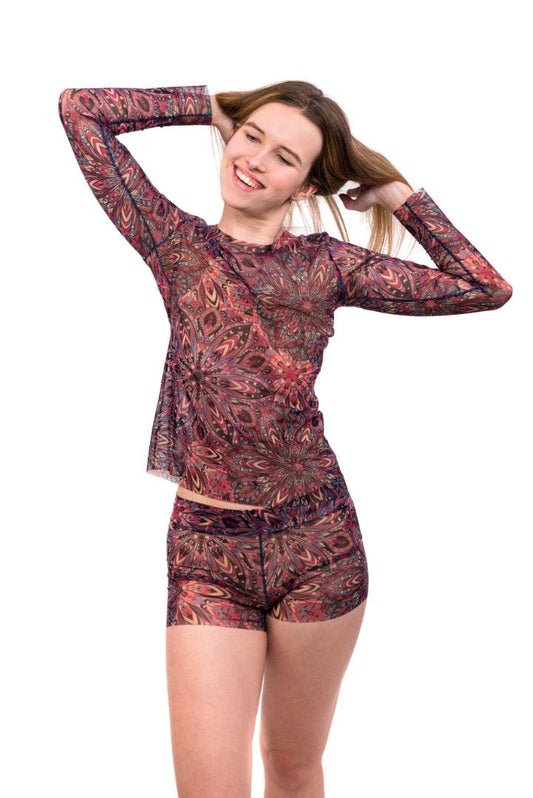 Tan-Through Long Sleeve Shirt – Terracotta Mandala