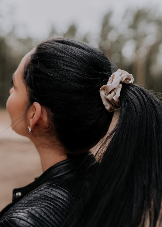 Luxury Silk Scrunchie - Beige