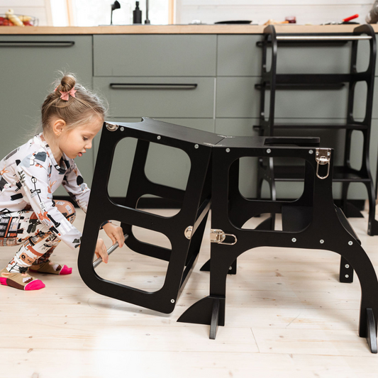 STEP'n'SIT® Convertible 2-in-1 Helper Tower/Table - Black