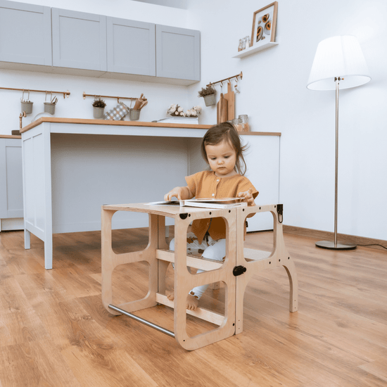 STEP'n'SIT® Convertible 2-in-1 Helper Tower/Table - Natural wood