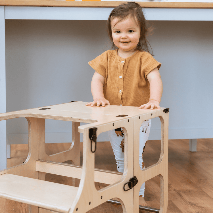 STEP'n'SIT® Convertible 2-in-1 Helper Tower/Table - Natural wood