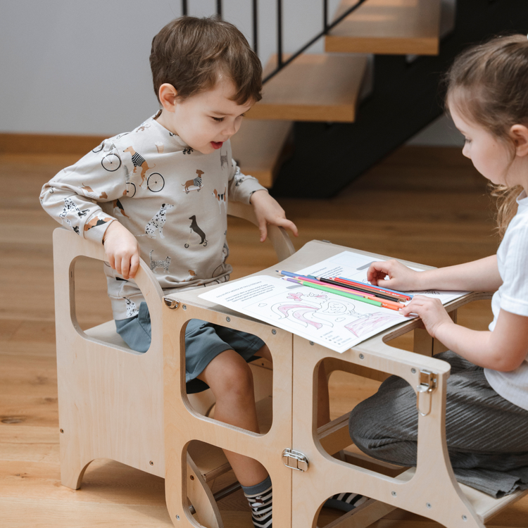 MIIMO® Adjustable Height Step Stool - Natural Wood