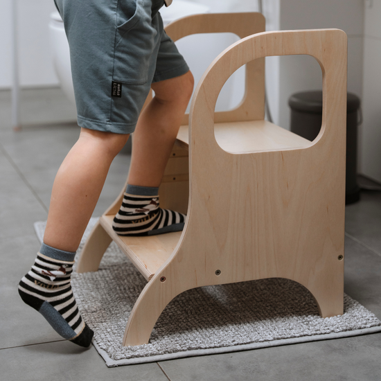 MIIMO® Adjustable Height Step Stool - Natural Wood