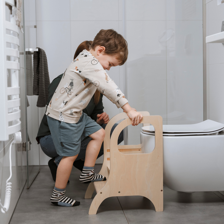 MIIMO® Adjustable Height Step Stool - Natural Wood