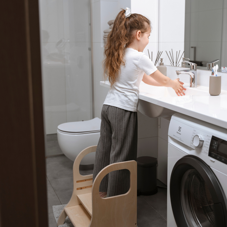 MIIMO® Adjustable Height Step Stool - Natural Wood