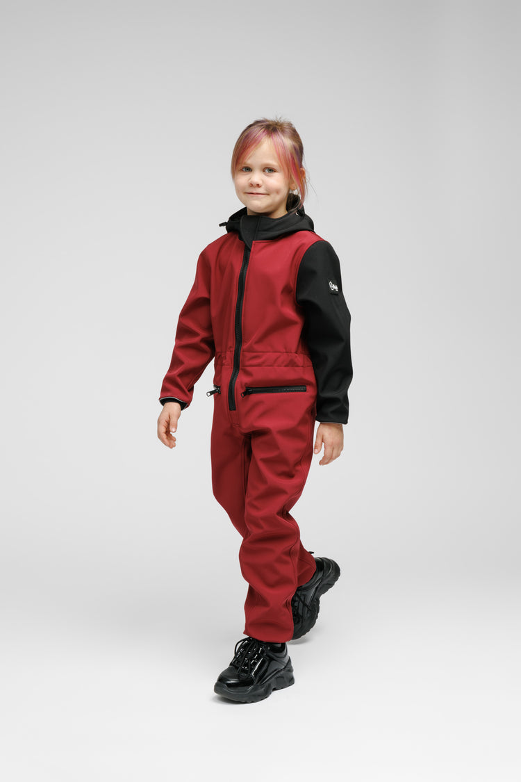 Softshell Onesie for Kids - SUNSET RED