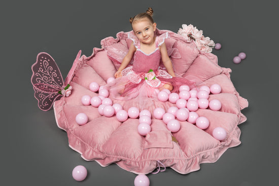 MeowBaby® Flower Play Mat with Ball Pit - Pink