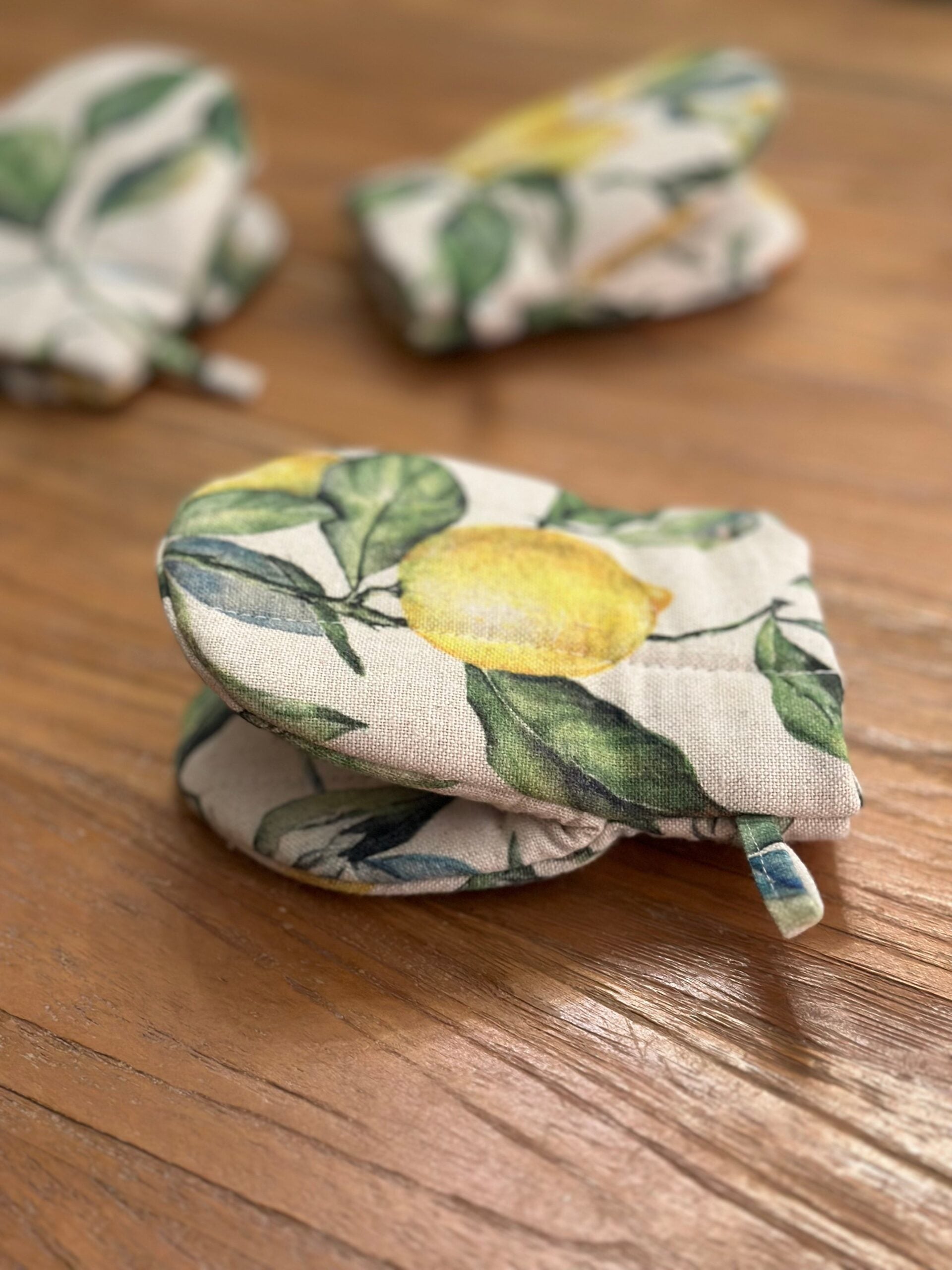 Oven Glove With Double Wool Filling - Lemon Linen