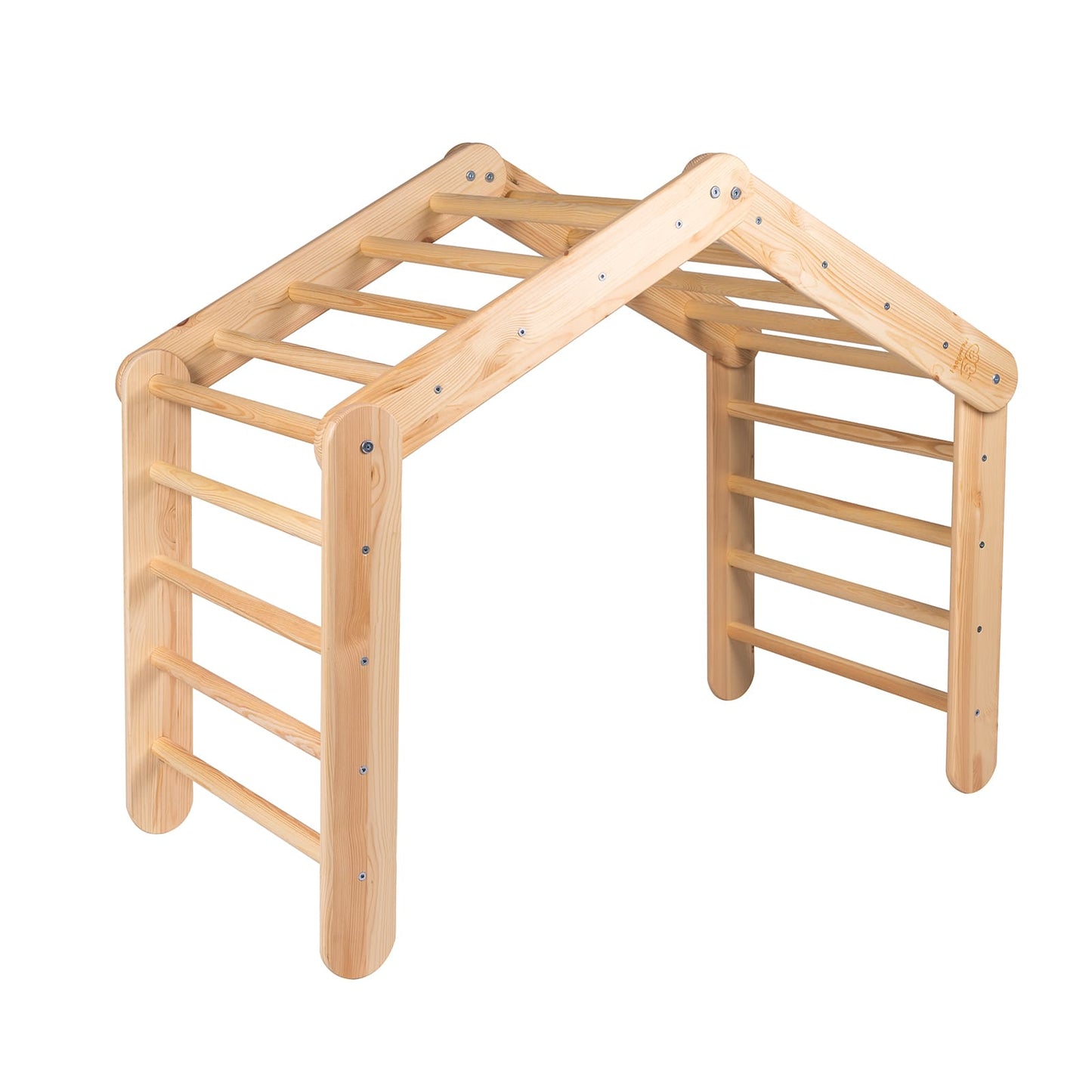 Large Natural Wood Ladder House With a Pink Cover