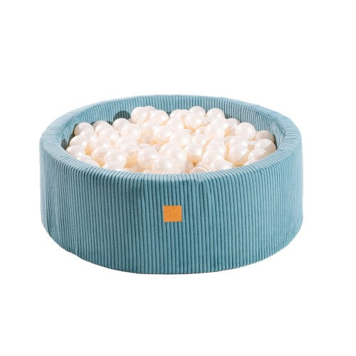 Round Ball Pit With 200 White Balls, 90x30cm - Aesthetic Turquoise