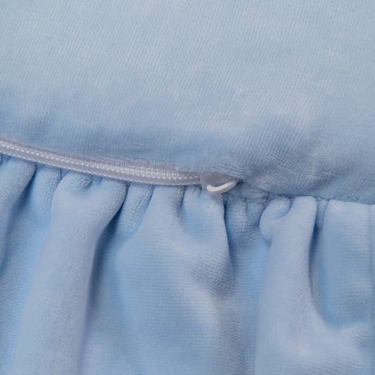 Round Play Mat With a Frill - Baby Blue Velvet