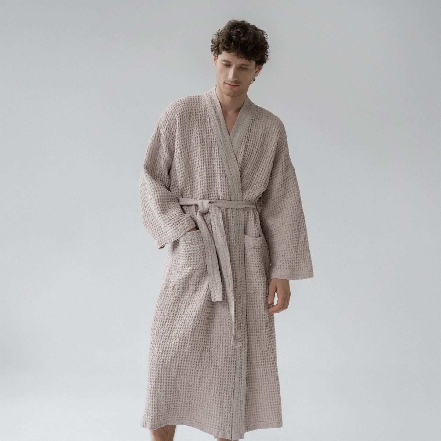 Honeycomb Waffle Bathrobe - Powder