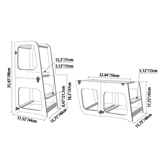 Transformable Kitchen Tower / Table & Chair