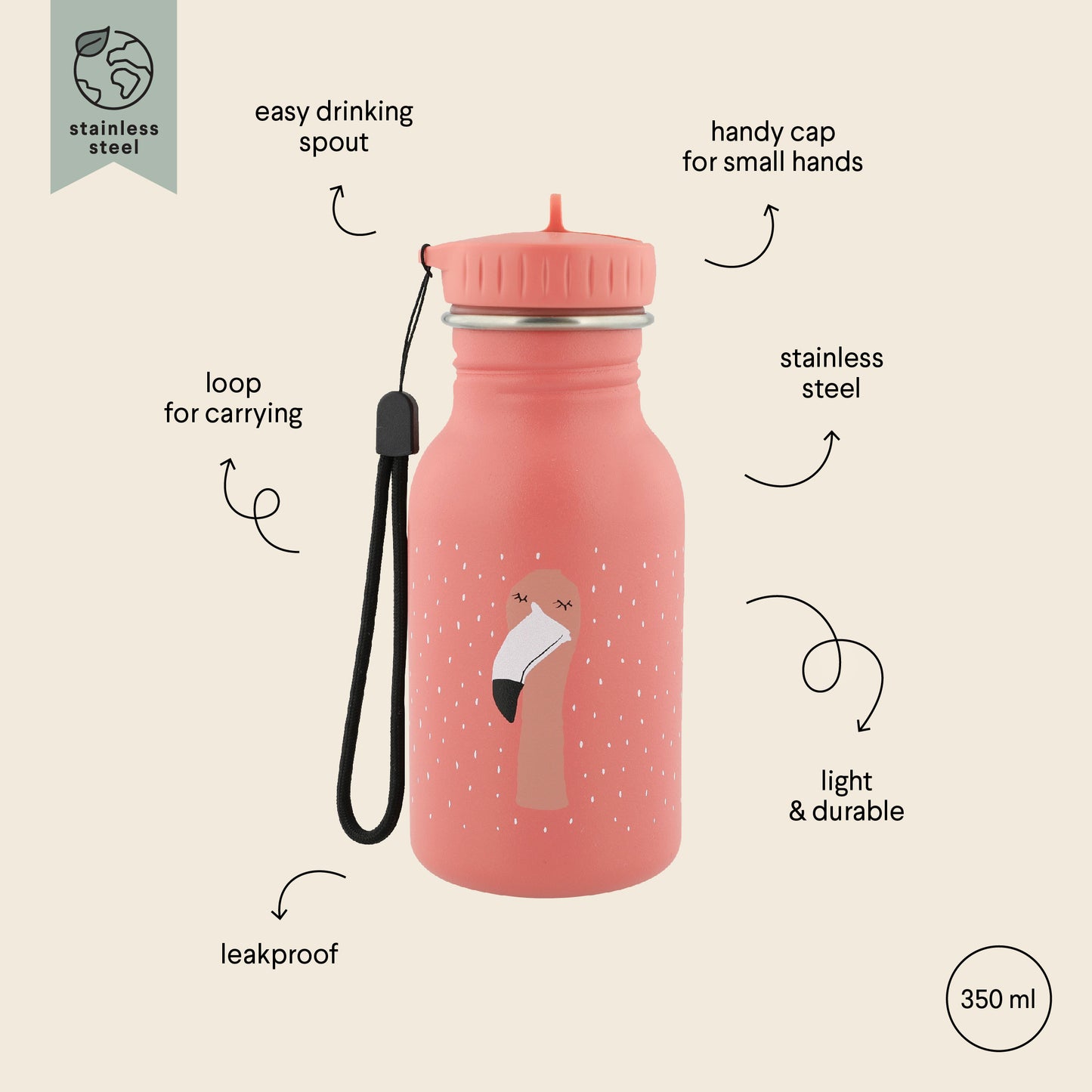 Stainless Steel Bottle 350 ml - Mrs Flamingo