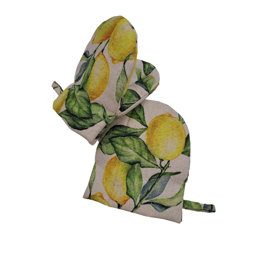 Oven Glove With Double Wool Filling - Lemon Linen