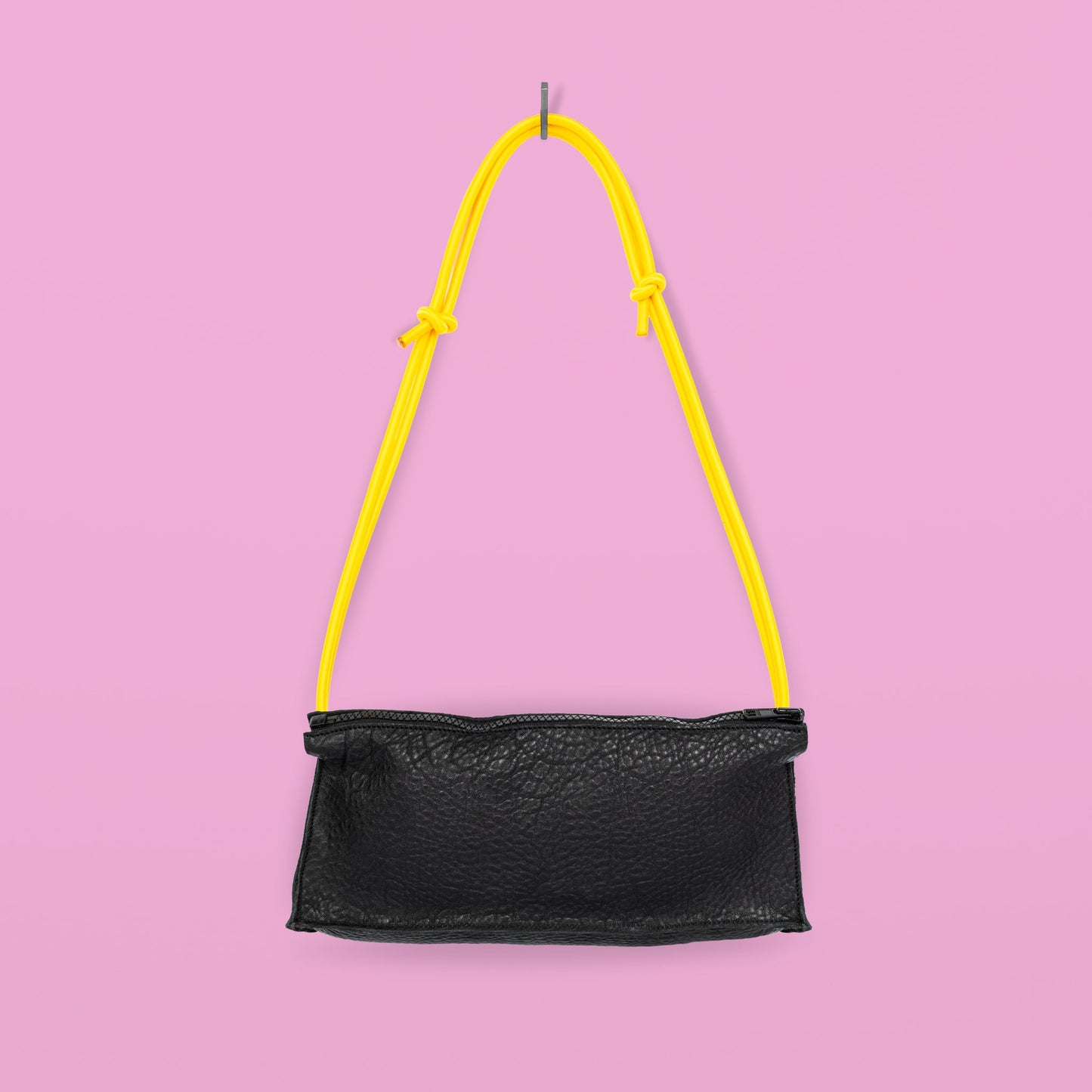 Handmade Leather Bum Bag - Black and Yellow