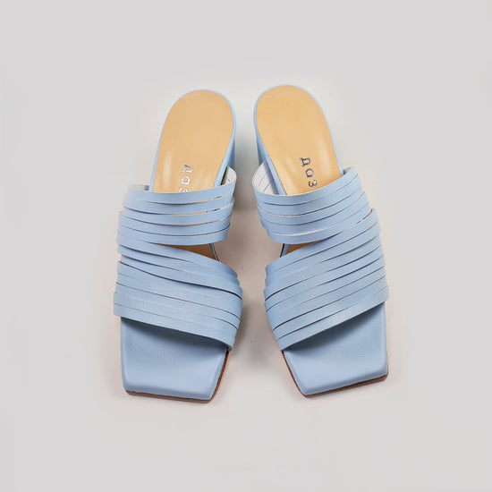 Handmade Strappy Leather Sandals - Light Blue