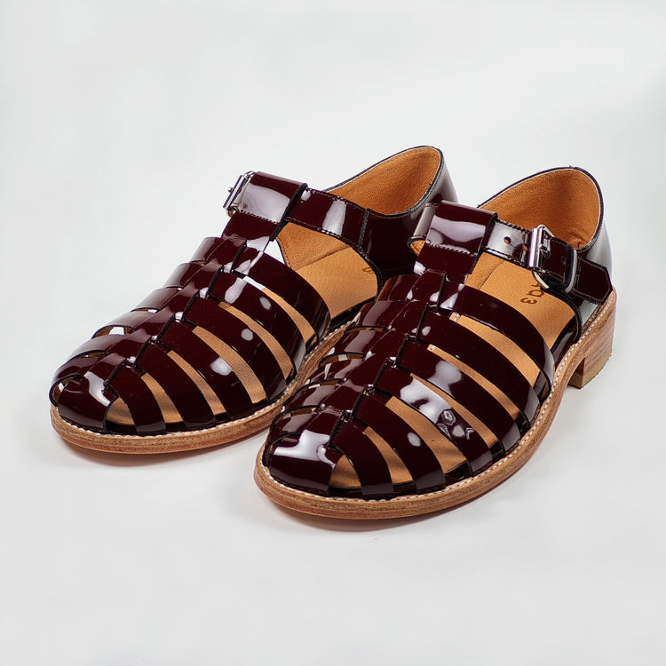 Handmade Leather Fisherman Sandals - Burgundy