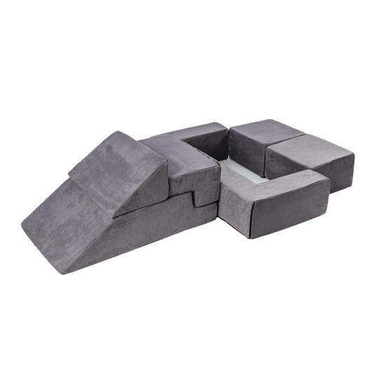 MeowBaby® Velvet Bricks Set - Multifunctional Playground for Children - Grey