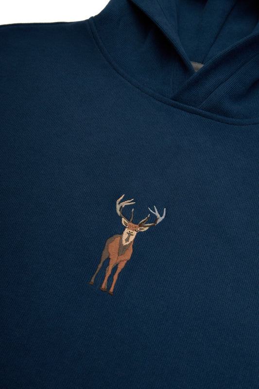 Deer Hoodie - Indigo Blue