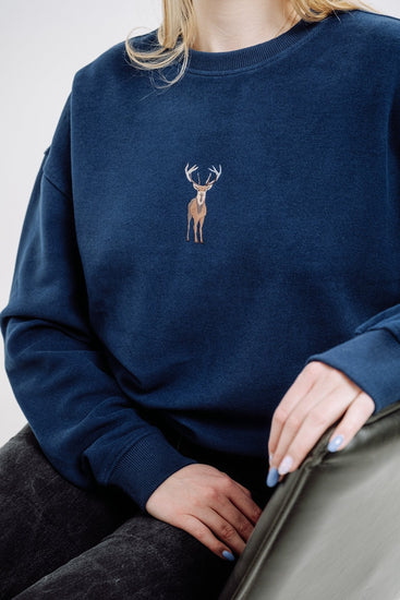 Deer Sweatshirt - Indigo Blue