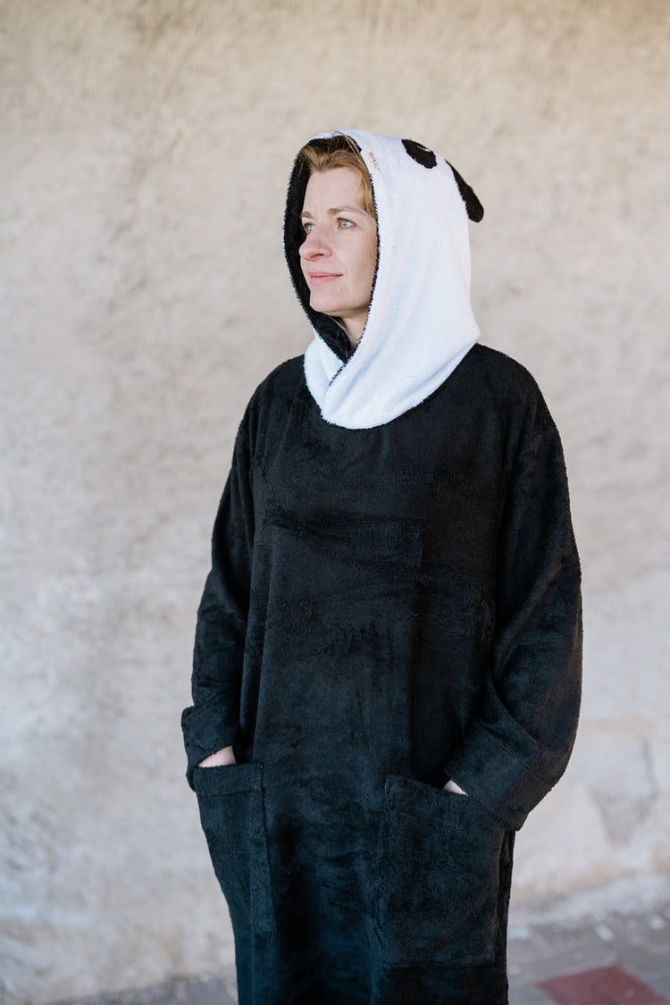 Unisex OEKO-TEX Bamboo Terry Poncho PANDA - For Adults