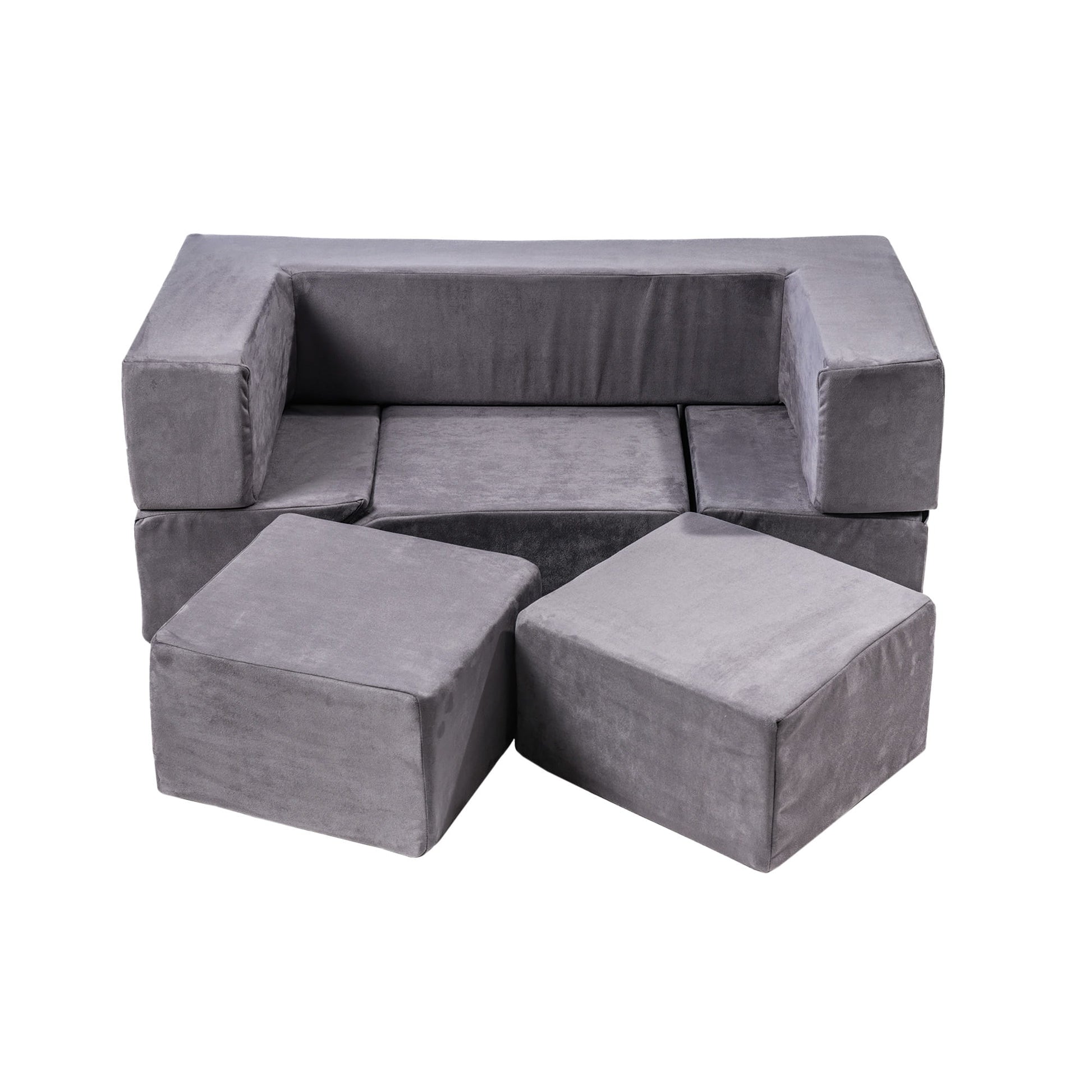 MeowBaby® Velvet Bricks Set - Multifunctional Playground for Children - Grey