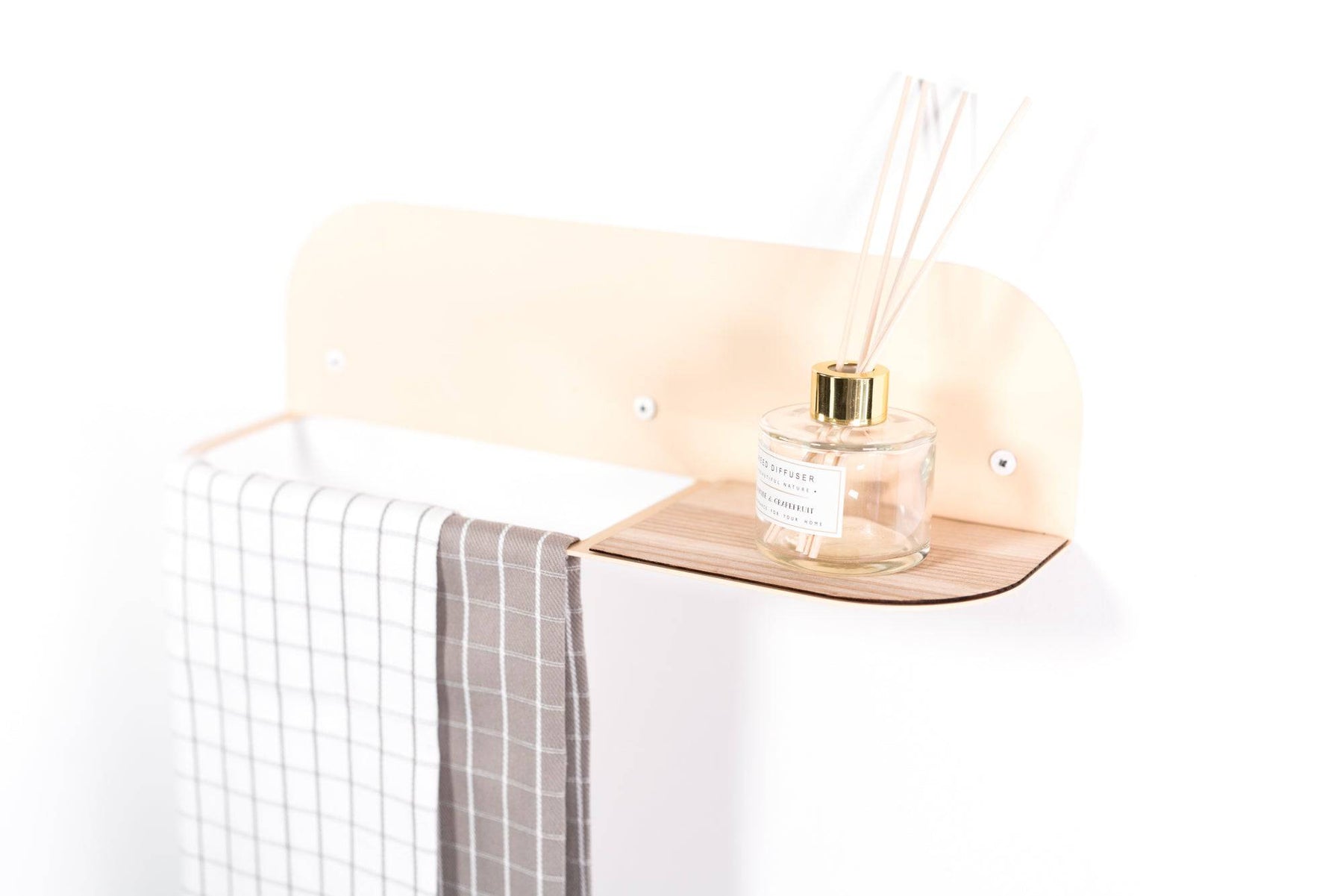 Steel & Wood Towel Rack - Beige