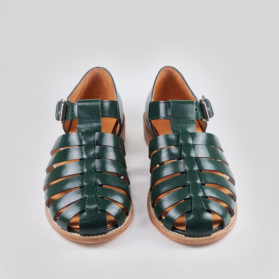 Handmade Leather Fisherman Sandals - Dark Green