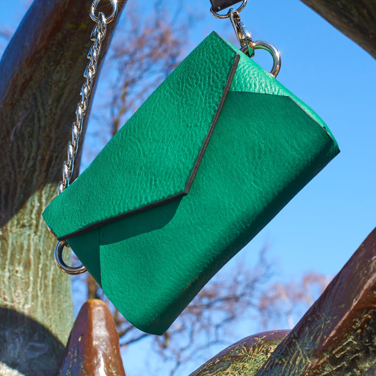 Handmade Leather Envelope Bag - Green