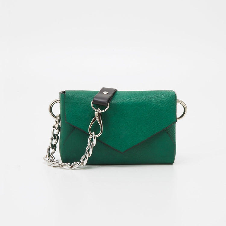 Handmade Leather Envelope Bag - Green