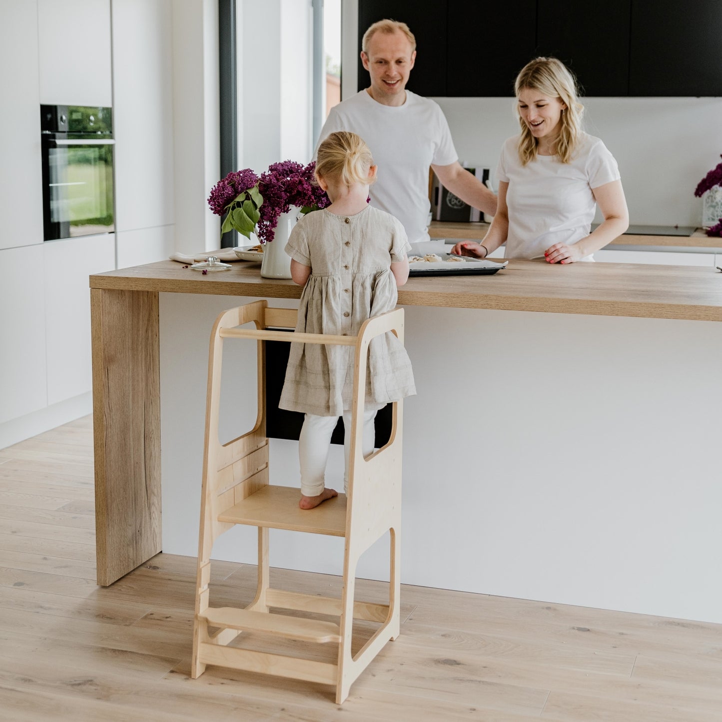 Montessori Helper Tower Step Stool / Kitchen Tower with BLACKBOARD