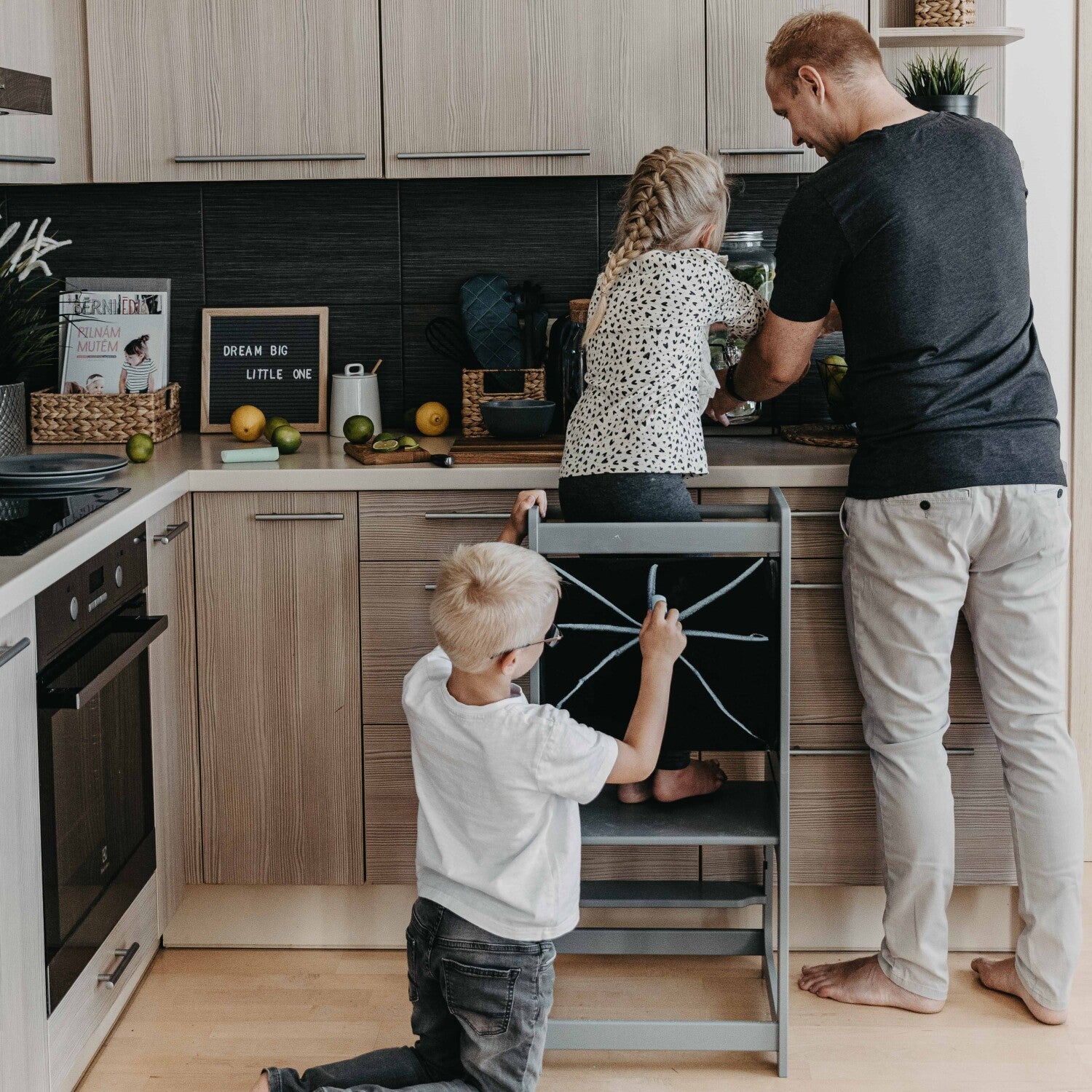 Montessori Helper Tower Step Stool / Kitchen Tower with BLACKBOARD