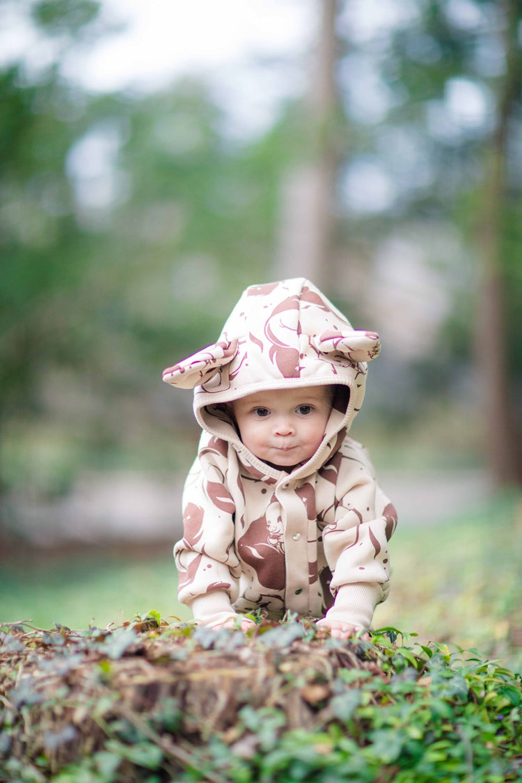 Eared Jumpsuit for Babies and Kids - Beige Squirrel