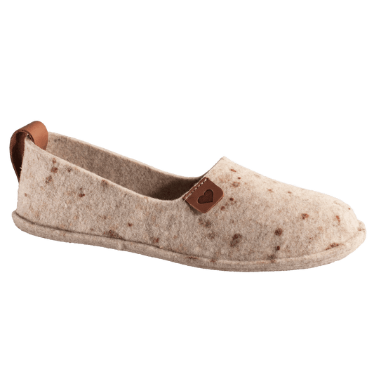 Natural felt and rubber sole slippers Toku - Beige