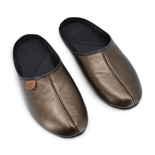 Leather Slippers Sänna for Women - Bronze