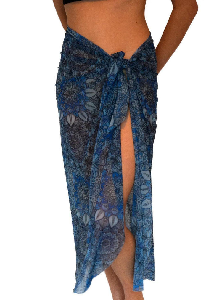 Blue-Purple Mandala Tan Through Sarong