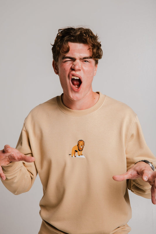 Lion Soft Fleece Sweatshirt - Light Brown