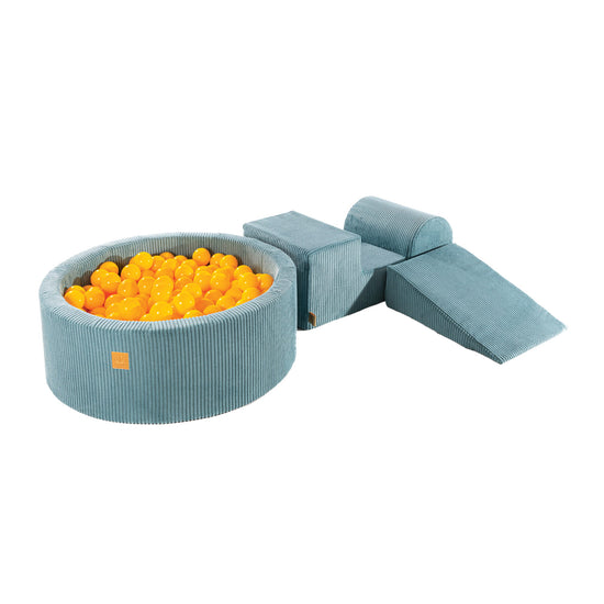 MeowBaby® Playset with Ball Pit - Turquoise & Yellow