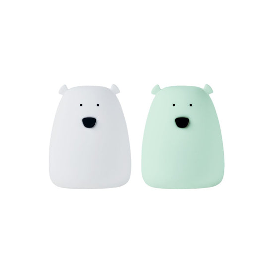 Set of 2 Mini Bear Lights - White and Arctic Green